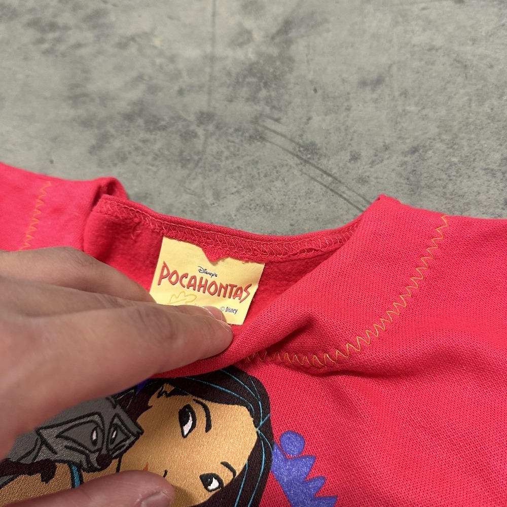 90s Kids Disney Pocahontas T-Shirt Size M 5/6 Longsleeve Fringe Pink - Picture 5 of 10